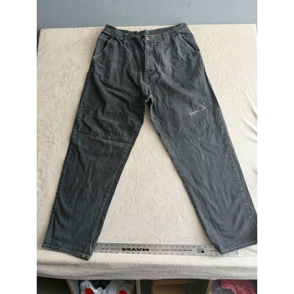 Vtg Makaveli Branded Men's 38x34 (36x32) Tupac Shakur Jeans Faded Black 2Pac